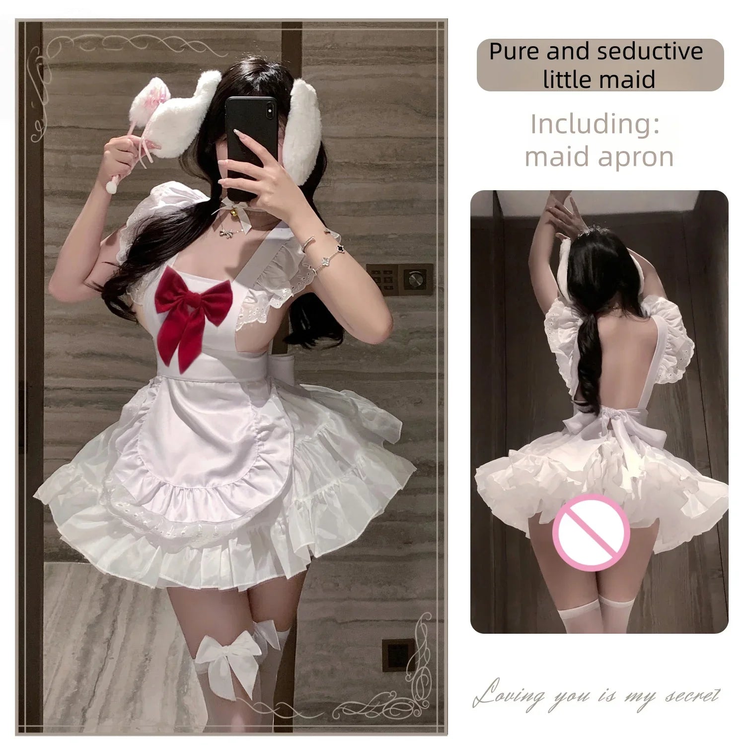 Maid's Transformation Cosplay Lolita Apron Chinese-style Apron Wind-style Mini Cheongsam Chinese Kitchen Lady Lingerie