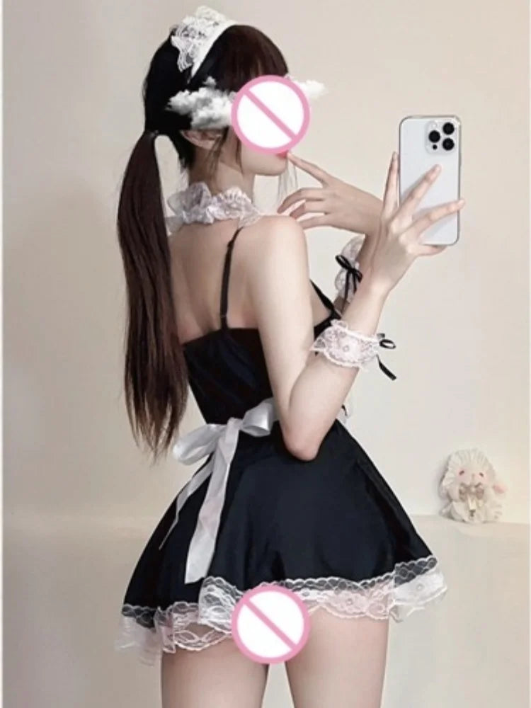 Mini Fairy Elegant Sweet Charming Seductive Lingerie Uniform Seduction Maid Outfit Home Maid Outfit Erotic Uniform