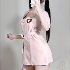 Mini Fairy Elegant Sweet Charming Seductive Nurse Outfit Lingerie Deep V Seduction Uniform Set Pajama