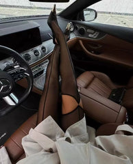 Seductive Bold European and American Trendy Split-leg Striped Black Silk Stockings Thin Anti-snagging Pantyhose