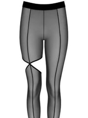 Seductive Bold European and American Trendy Split-leg Striped Black Silk Stockings Thin Anti-snagging Pantyhose