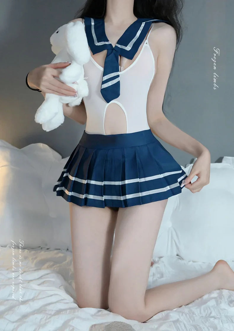 Seductive Backless Gentle Romantic Fairy Plus Size Lingerie Seductive Crotch Jumpsuit College Set Uniform Student Outfit