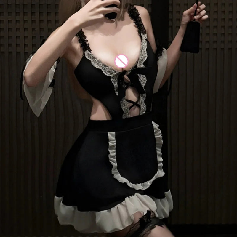 Seductive Lingerie Maid and Maid Japanese Pure Desire Style Gentle Girl Cute No-need-to-take-off Set