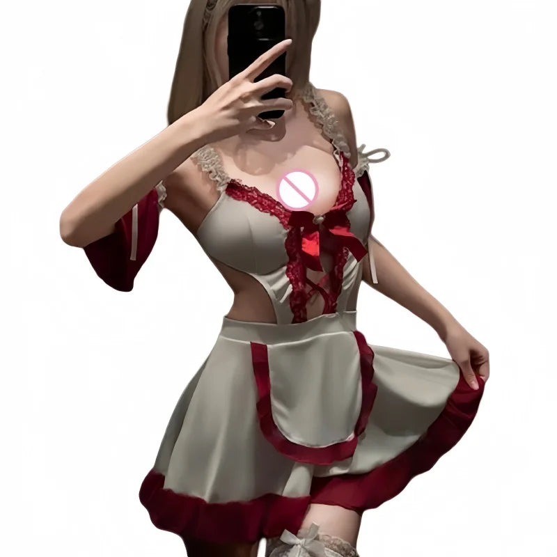 Seductive Lingerie Maid and Maid Japanese Pure Desire Style Gentle Girl Cute No-need-to-take-off Set