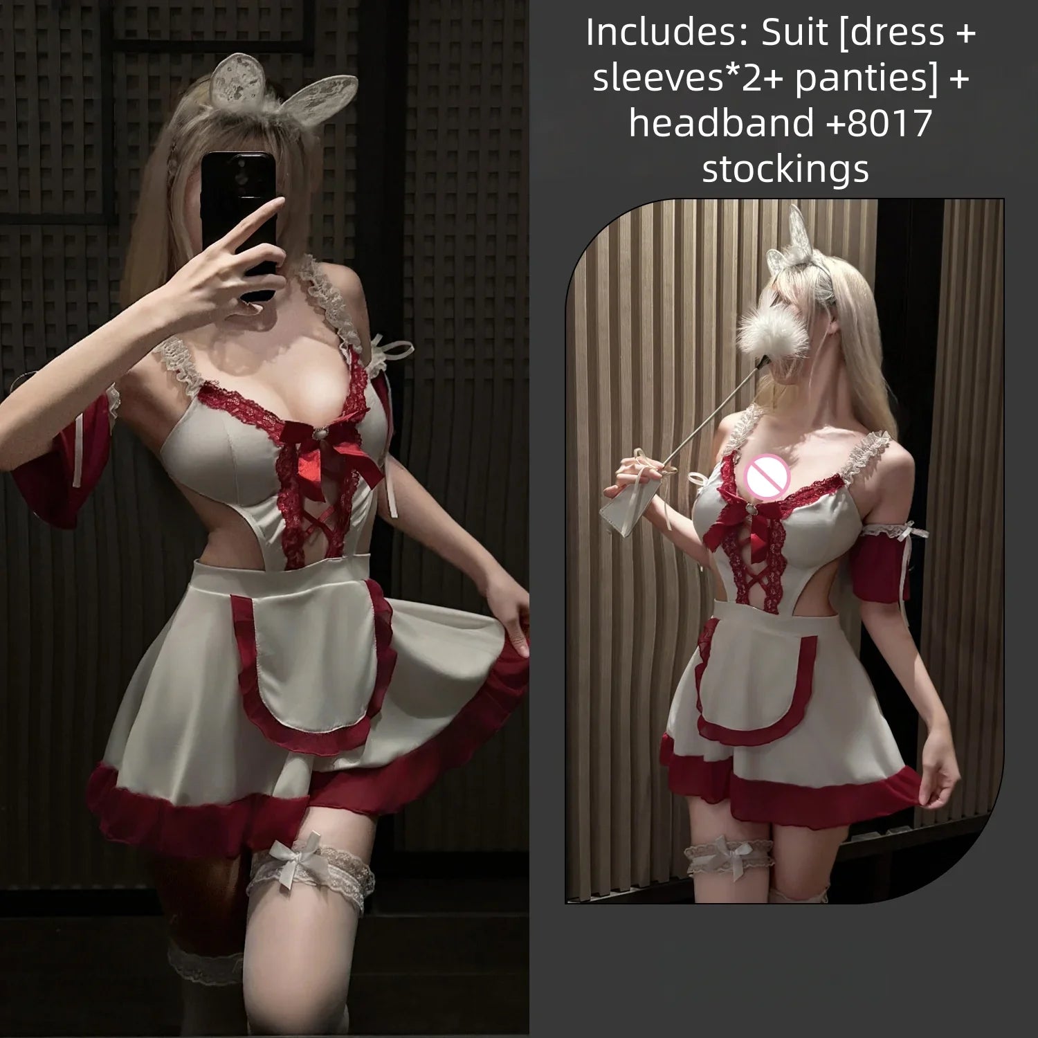 Seductive Lingerie Maid and Maid Japanese Pure Desire Style Gentle Girl Cute No-need-to-take-off Set
