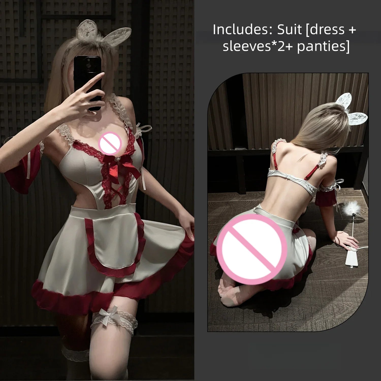 Seductive Lingerie Maid and Maid Japanese Pure Desire Style Gentle Girl Cute No-need-to-take-off Set