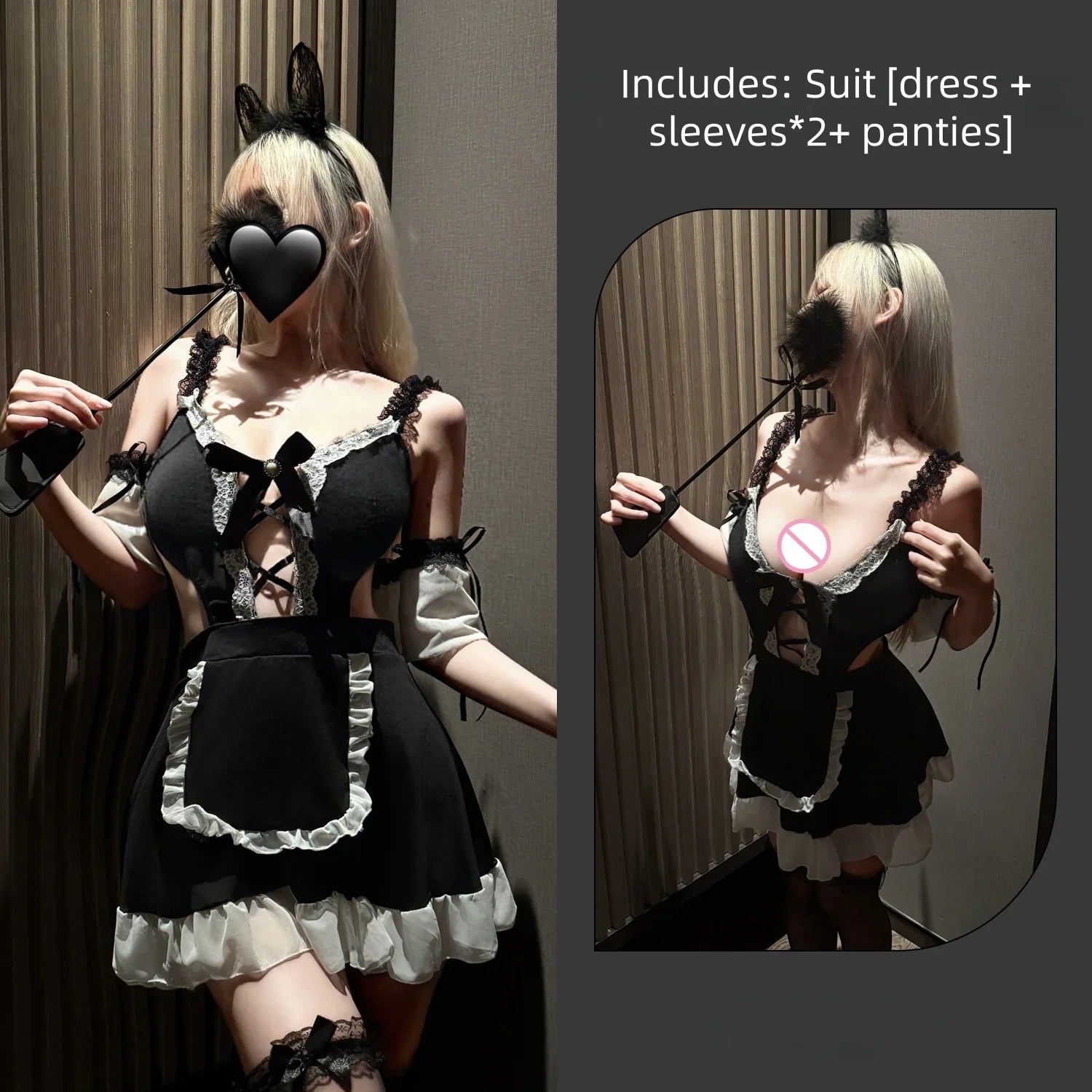 Seductive Lingerie Maid and Maid Japanese Pure Desire Style Gentle Girl Cute No-need-to-take-off Set