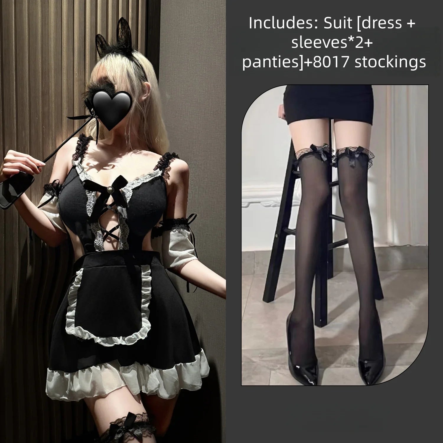 Seductive Lingerie Maid and Maid Japanese Pure Desire Style Gentle Girl Cute No-need-to-take-off Set