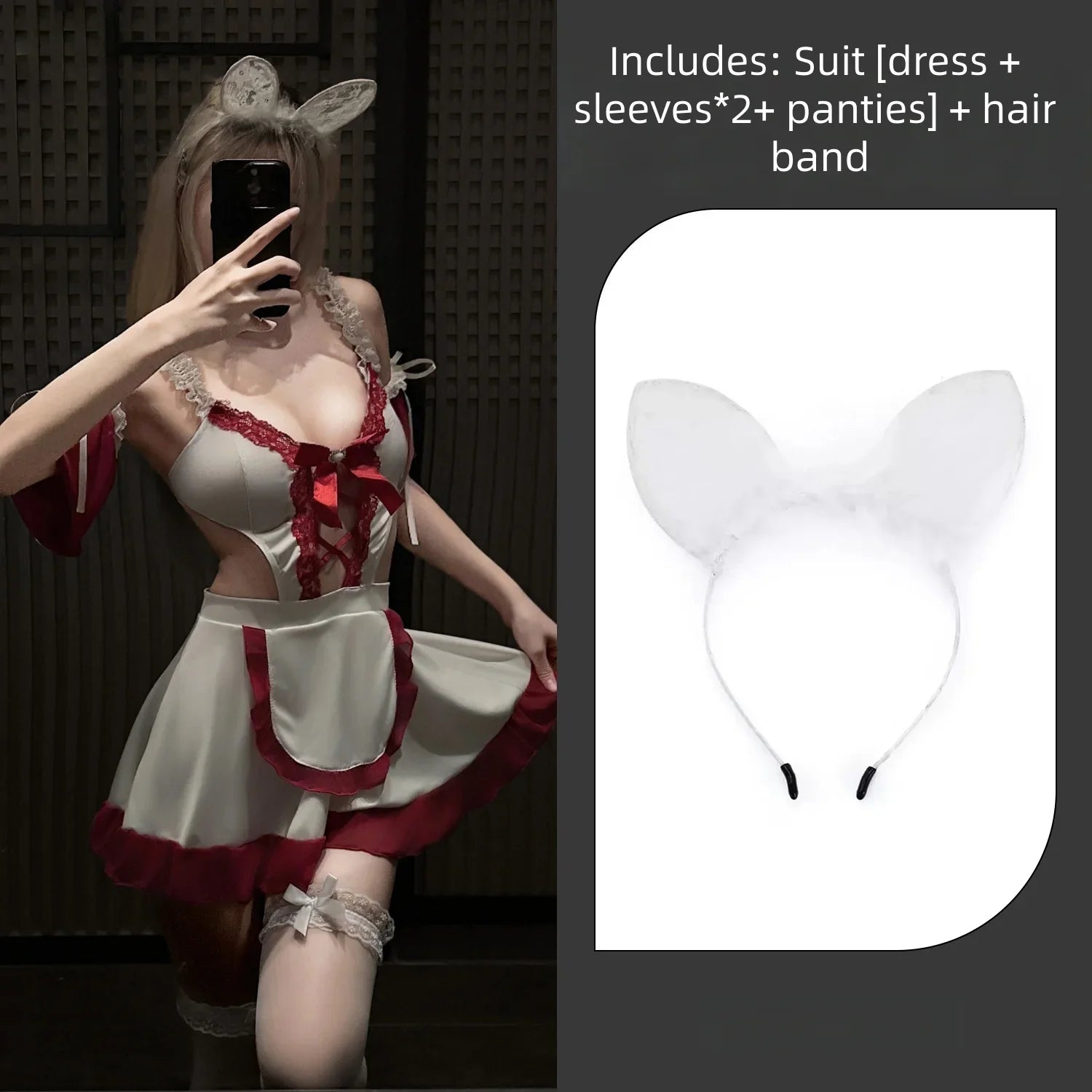 Seductive Lingerie Maid and Maid Japanese Pure Desire Style Gentle Girl Cute No-need-to-take-off Set