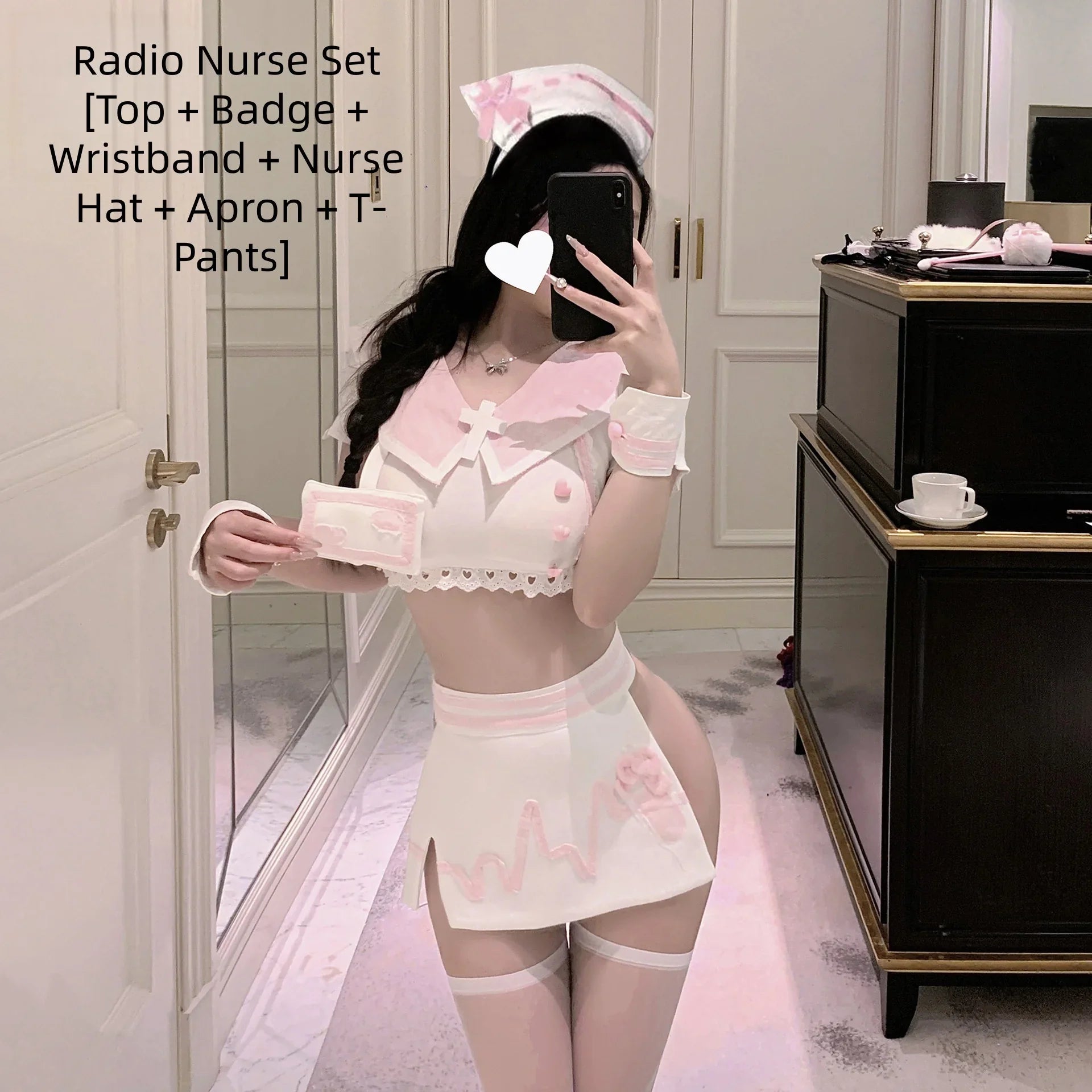 Seductive and Tempting Daring Electric Wave Little Nurse Pure Desire Cute Nurse Uniform Hip-hugging Skirt Lingerie