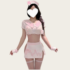 Seductive and Tempting Daring Electric Wave Little Nurse Pure Desire Cute Nurse Uniform Hip-hugging Skirt Lingerie