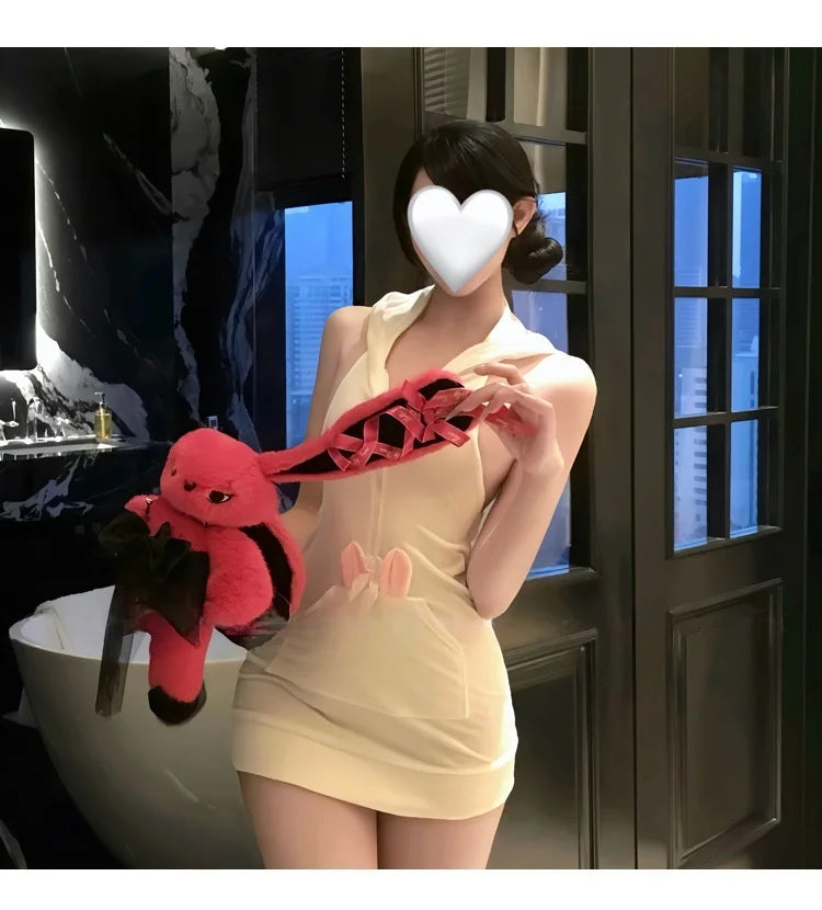 Bunny Girl Plush Butt-hugging Dress Uniform Pure Desire Backless Erotic Lingerie Set Erotic Lingerie