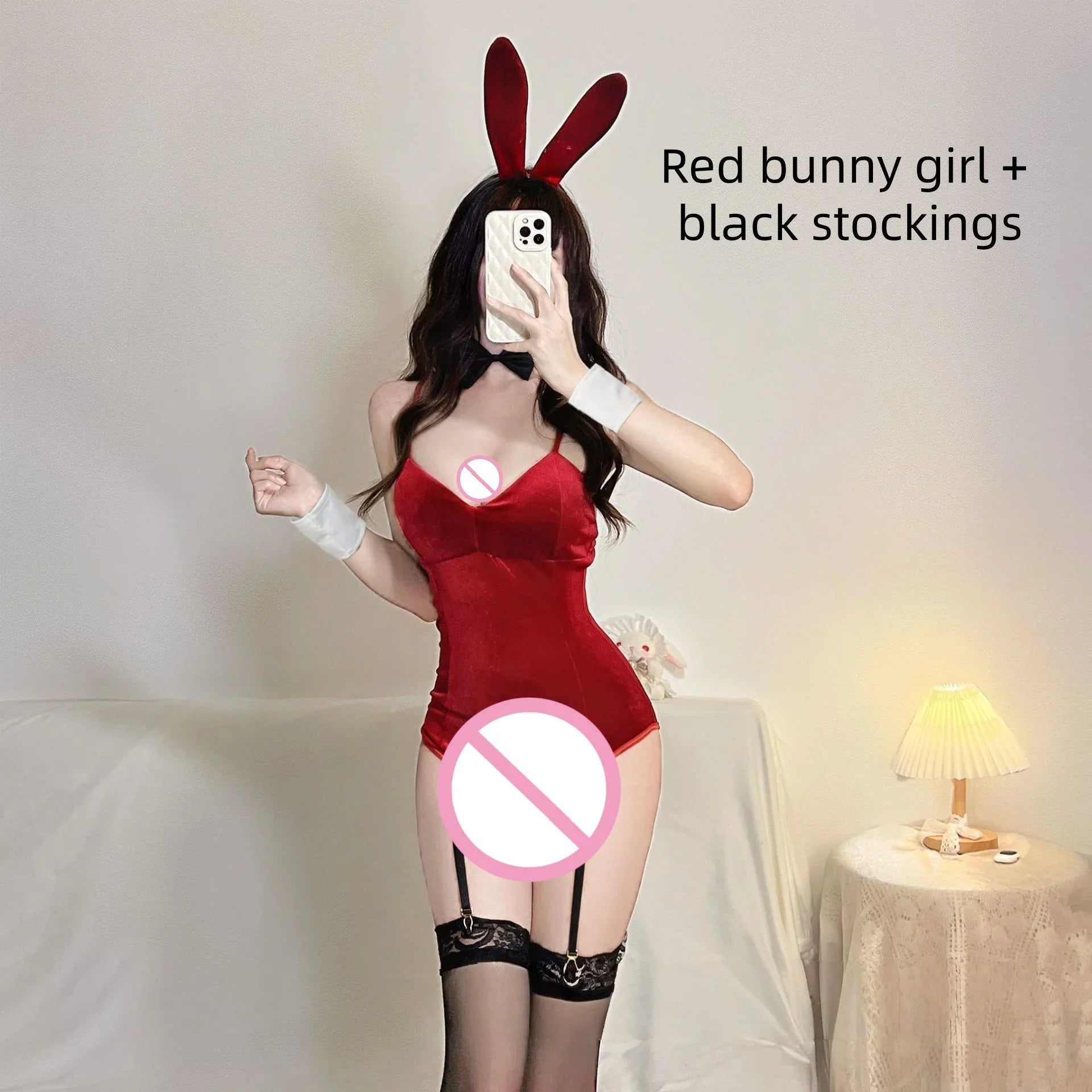Fun Lingerie Velvet Bunny Girl One-piece with Concealed Crotch Button Uniform Passion Set Nightclub Performance Wear