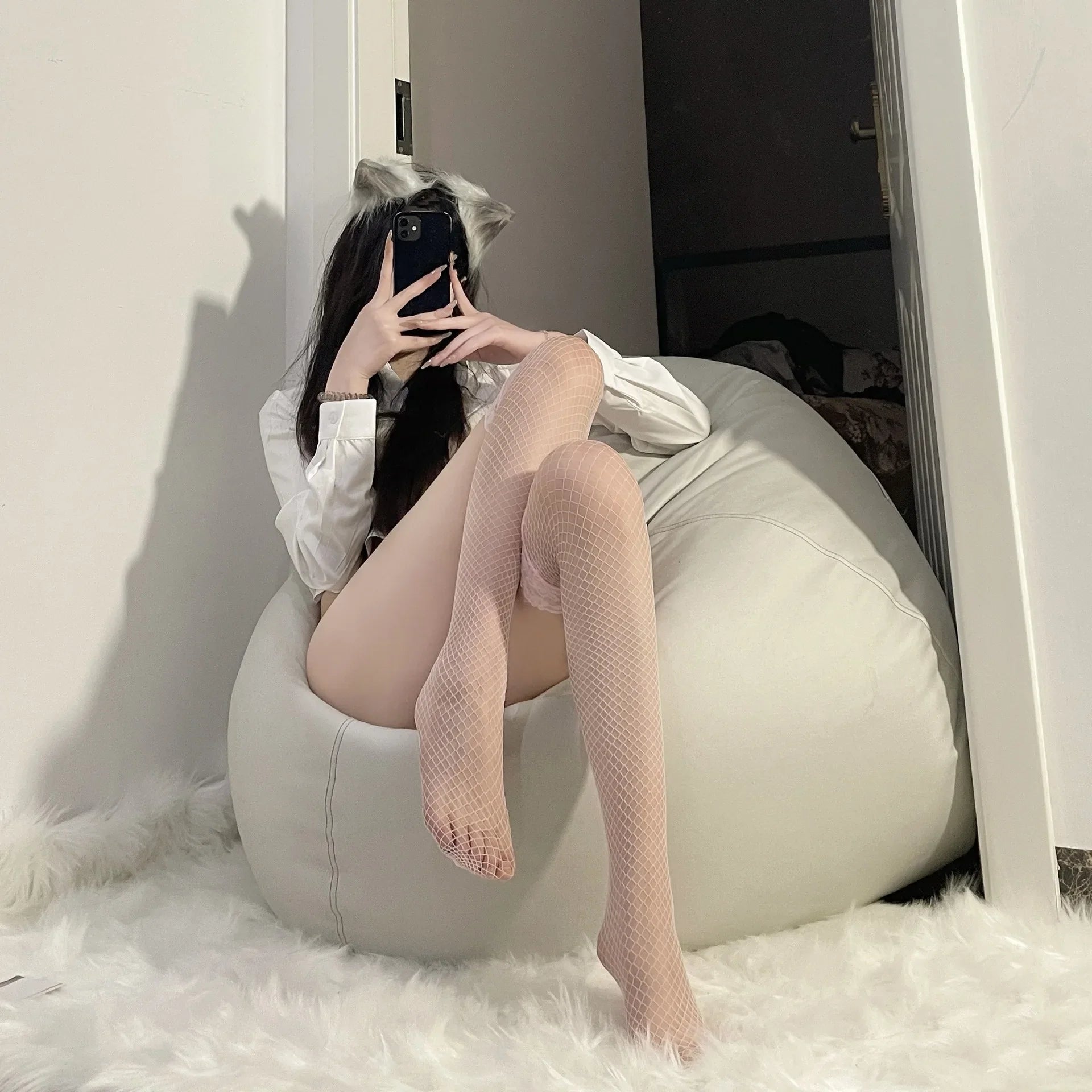 Lace-up Stockings High-cut Socks Knee-length Fishnet Stockings Black Stockings Fishnet Stockings Thigh-high Socks