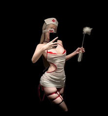 Sweet Nurse Pure Desire Role-playing See-through Halter Dress with A Hip-hugging Silhouette Lingerie