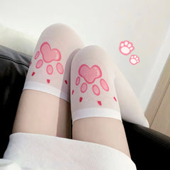 Versatile Seductive and Charming Cute Cat Claw Stockings Pure Seductive White Fun Stockings Knee-high Socks