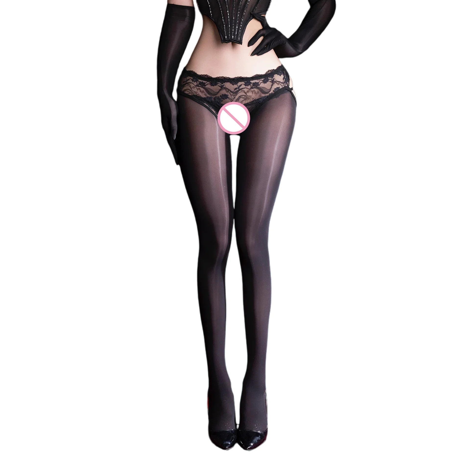 Style Versatile and Seductive Ultra-thin 3D Glossy Black Stockings Seamless Crotch Flirting Erotic Pantyhose