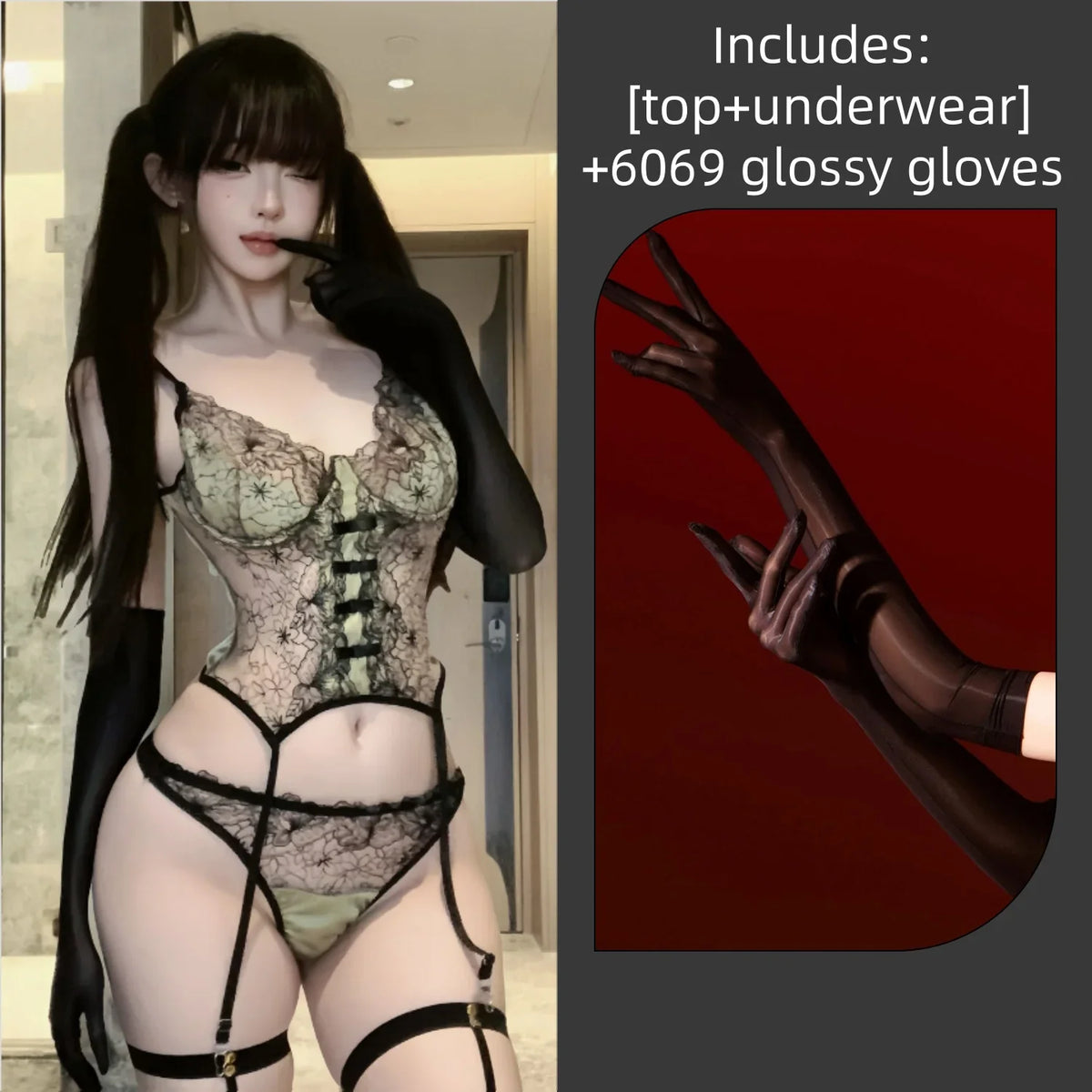 Summer Slim Fit Temptation Seductive Exposed Lingerie Lace Embroidery with Steel Ring Set Uniform