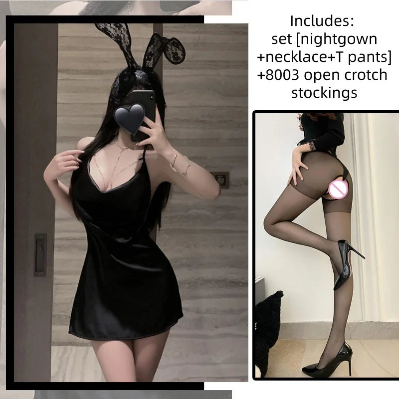 Summer Slim Fit Collarbone Sparkling Diamond Chest Chain Swinging Collar Hanging Neck Nightgown Backless Lingerie