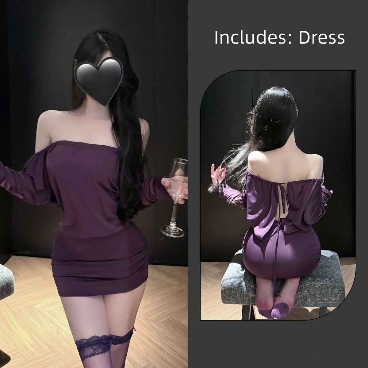 Tight-fitting Temptation Lace Up Tie Up Lingerie One Shoulder Backless Hip Hugging Skirt Strapless Slim Fit Set