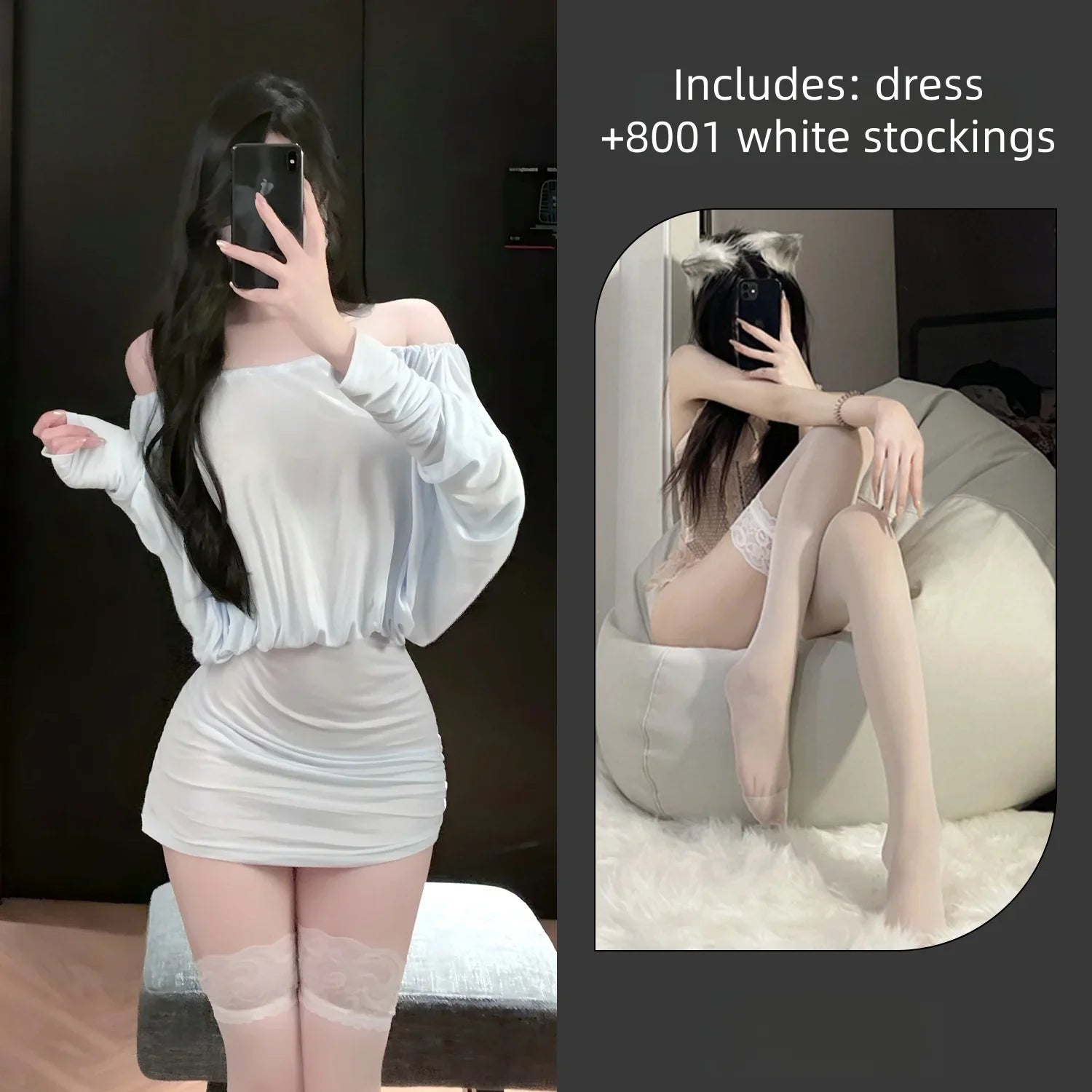 Tight-fitting Temptation Lace Up Tie Up Lingerie One Shoulder Backless Hip Hugging Skirt Strapless Slim Fit Set