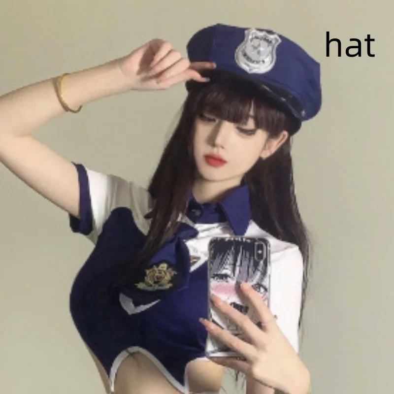 Two-piece Set Pure Desire Navy Style Flight Attendant Police Strap Uniform Role Playing Underwear Female