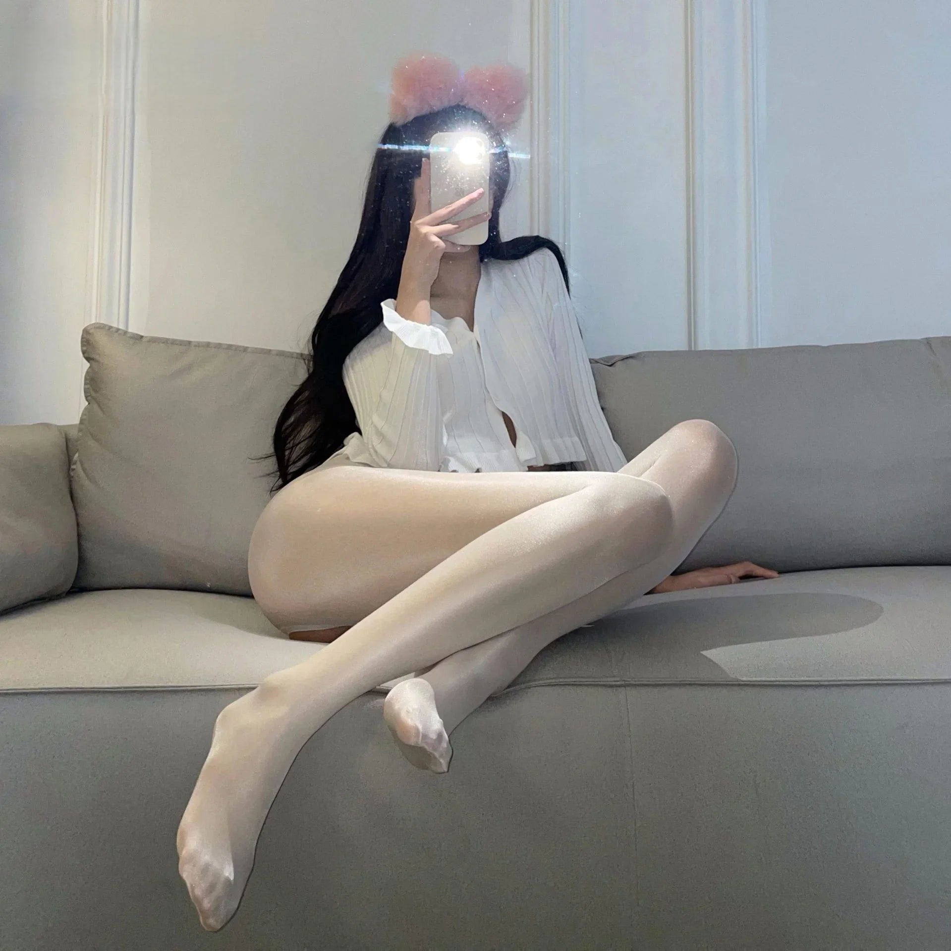 Versatile Desire Stockings Glossy Stockings Transparent One-piece Crotch-opening Closing Stockings One-piece Stockings