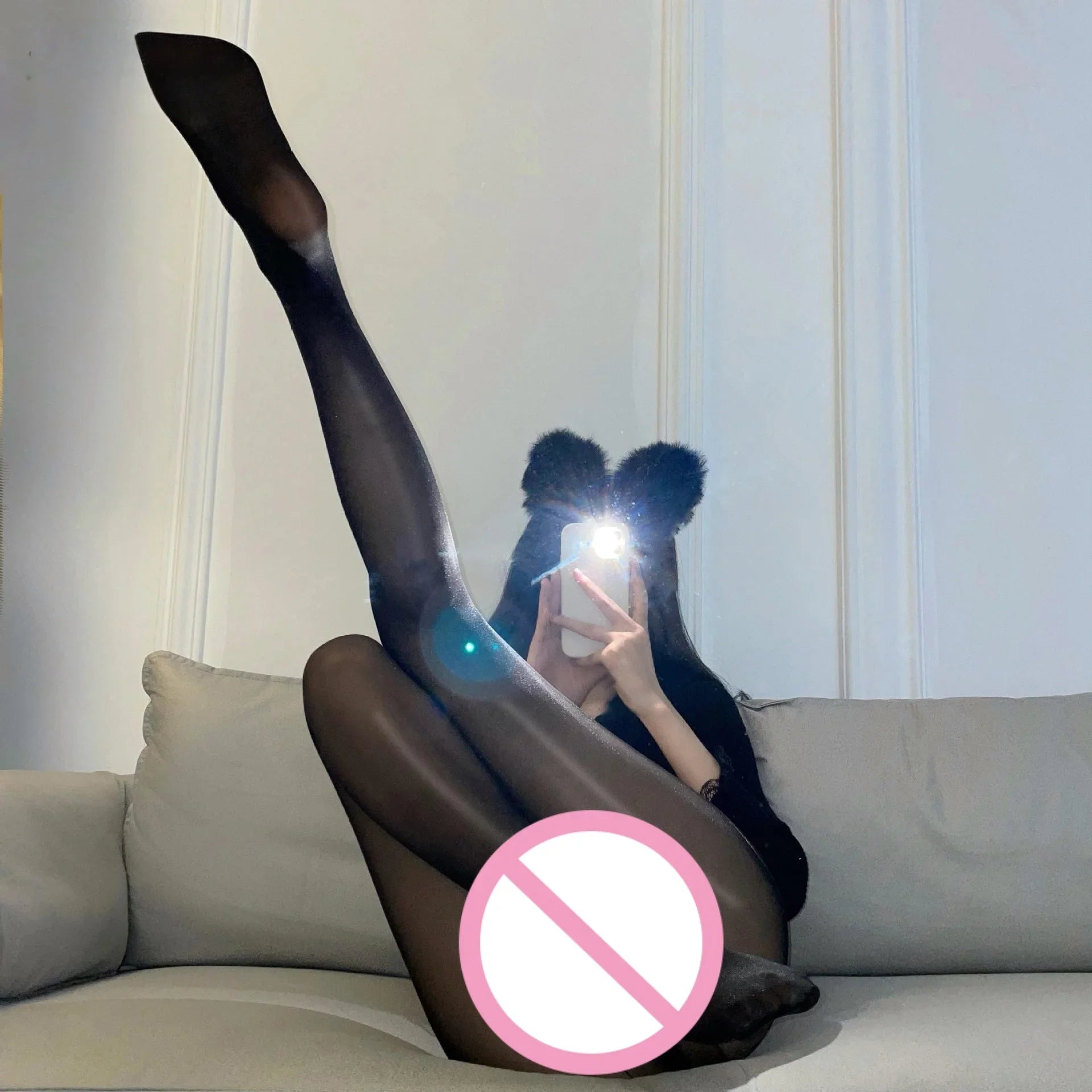 Versatile Desire Stockings Glossy Stockings Transparent One-piece Crotch-opening Closing Stockings One-piece Stockings