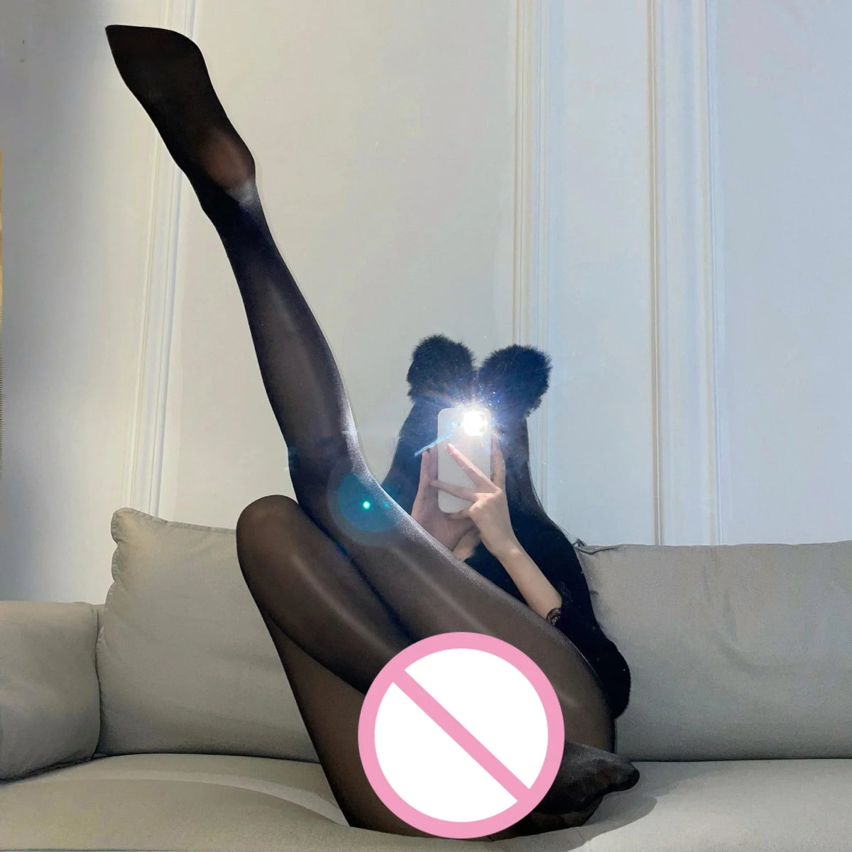 Versatile Desire Stockings Glossy Stockings Transparent One-piece Crotch-opening Closing Stockings One-piece Stockings