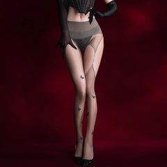 Versatile Seductive Tempting Bold Silky Shiny Seamless Ultra-thin 3D Aurora with Chain Knee-length One-piece Stockings