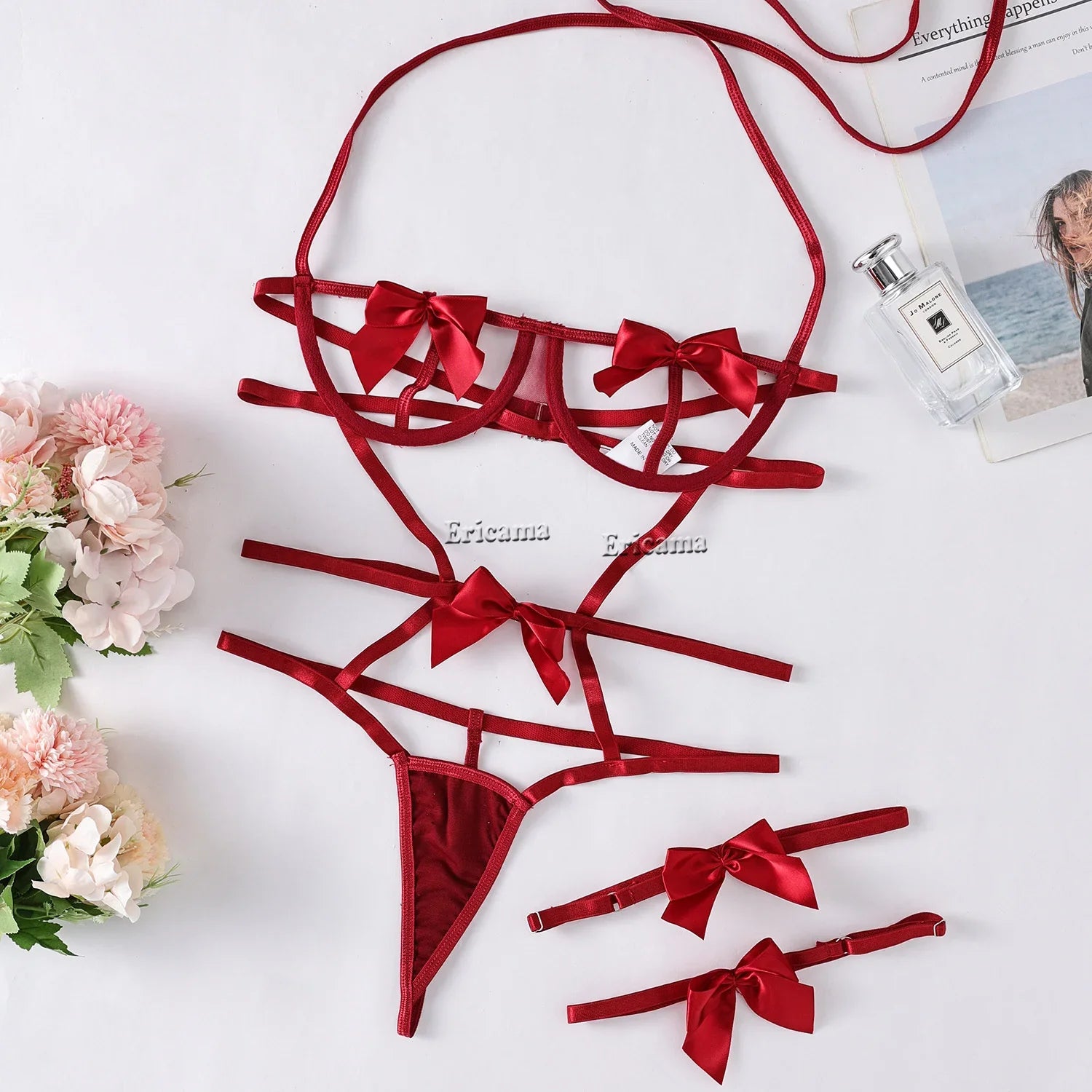 Lingerie Set Lace Embroidery Push Up Bra Panties Sets Deep V Gather Underwear Bras Brassiere