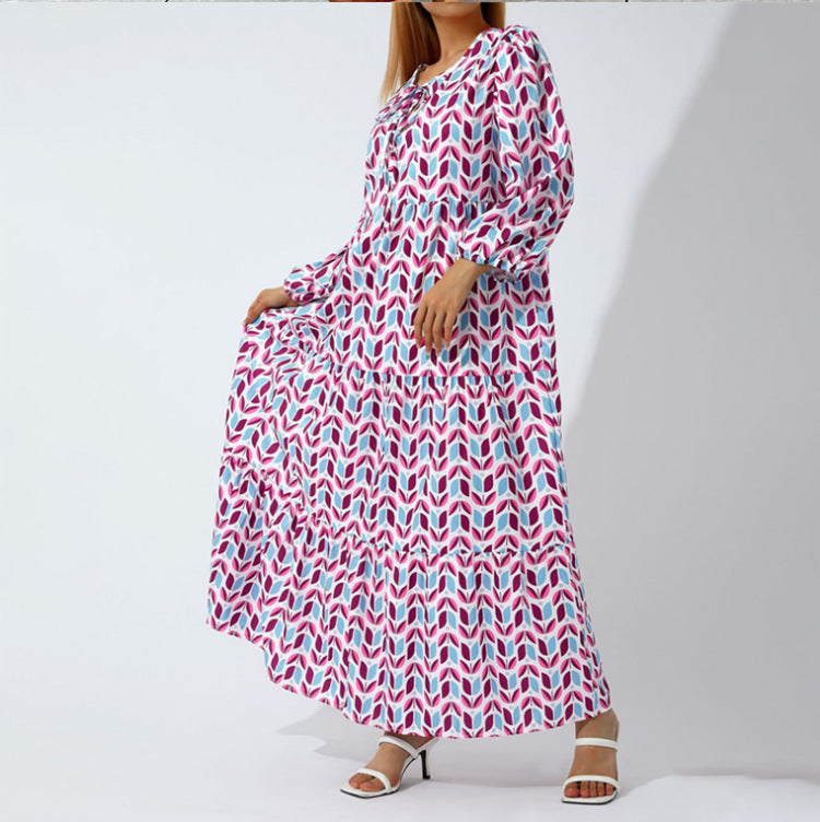 street picnic bubble sleeve layered elegant party MIDI dress