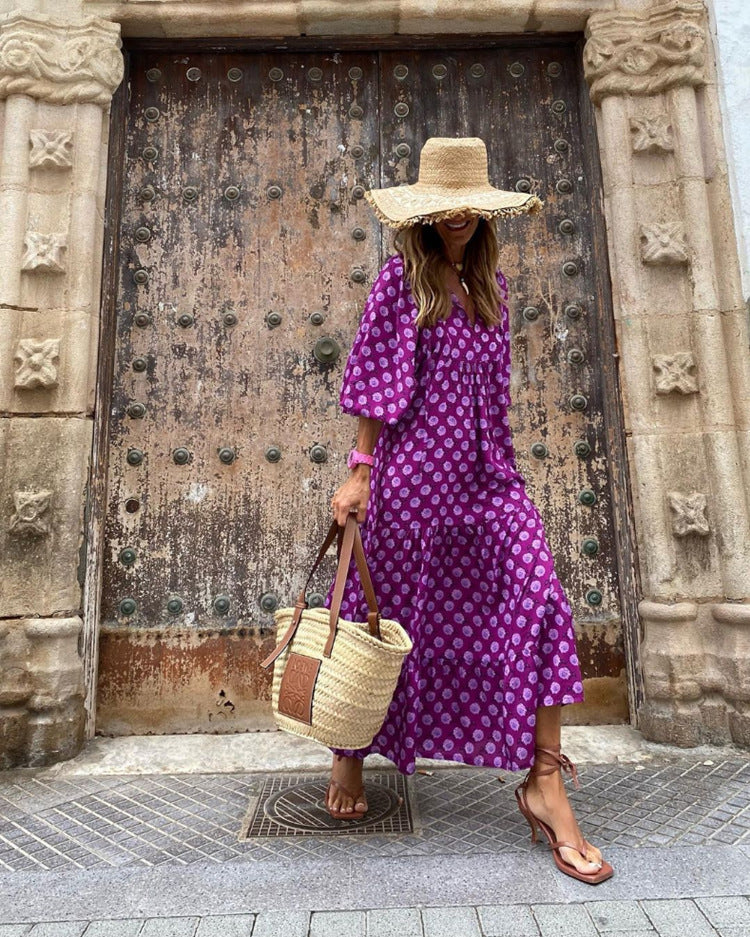 street picnic bubble sleeve layered elegant party MIDI dress