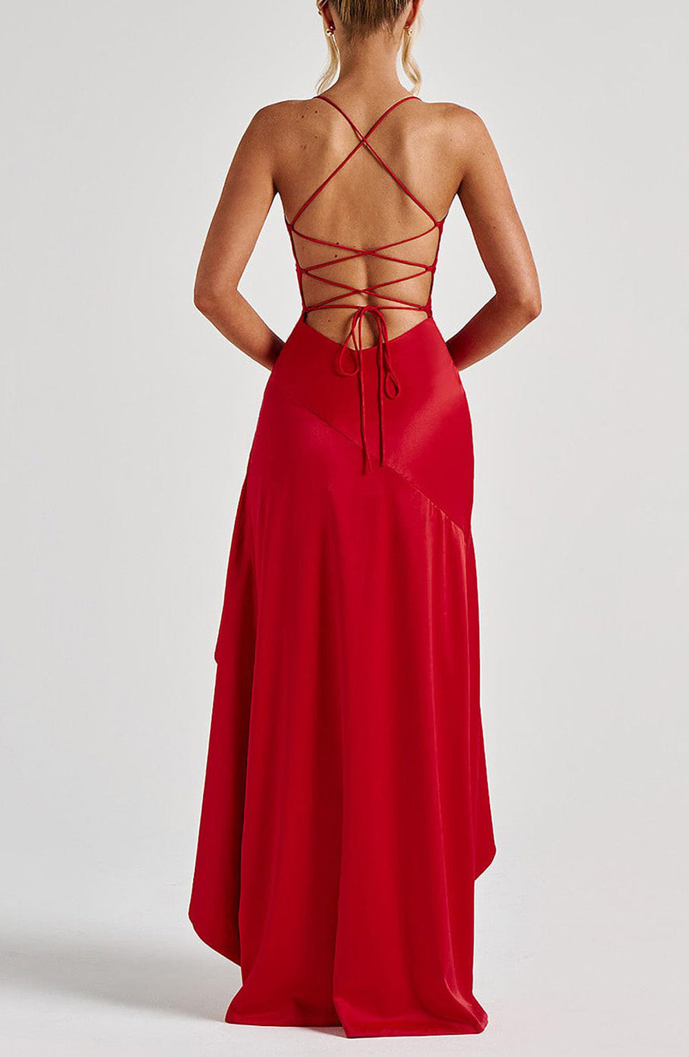 camisole backless party dress with ruffle edge irregular dress