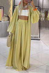 Beach Cottage High Rise Elastic Waist Wide Leg Pants