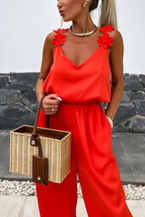 Conson off shoulder sleeveless jumpsuit casual solid color jumpsuit street wear long jumpsuit with pockets
