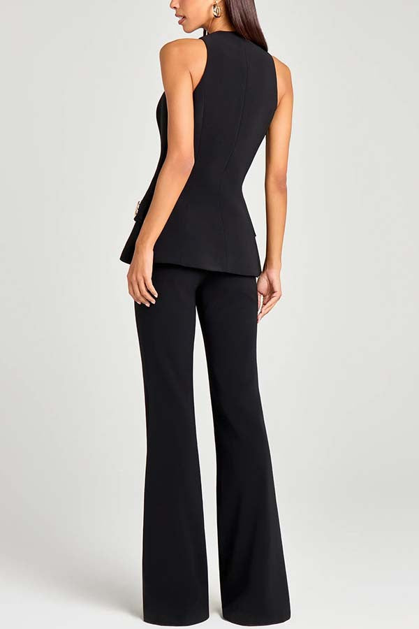 Power High Rise Side Zipper Flare Slim Fit Pants