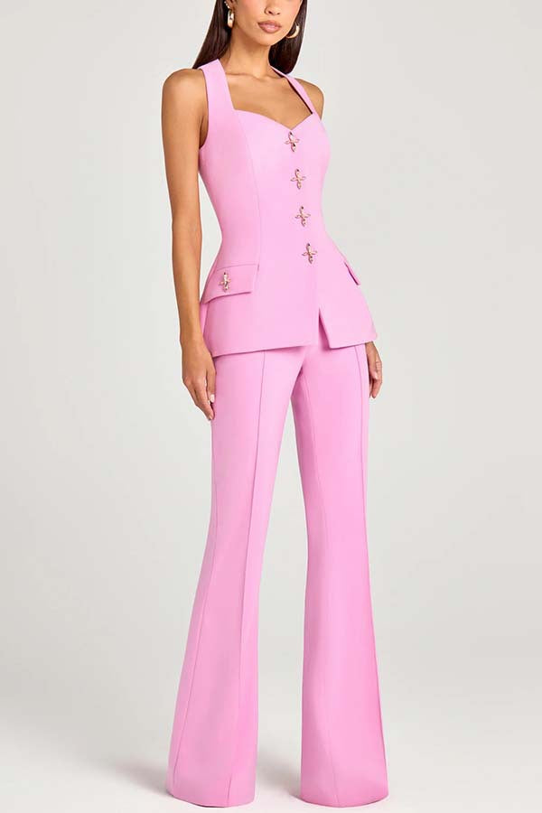 Power High Rise Side Zipper Flare Slim Fit Pants