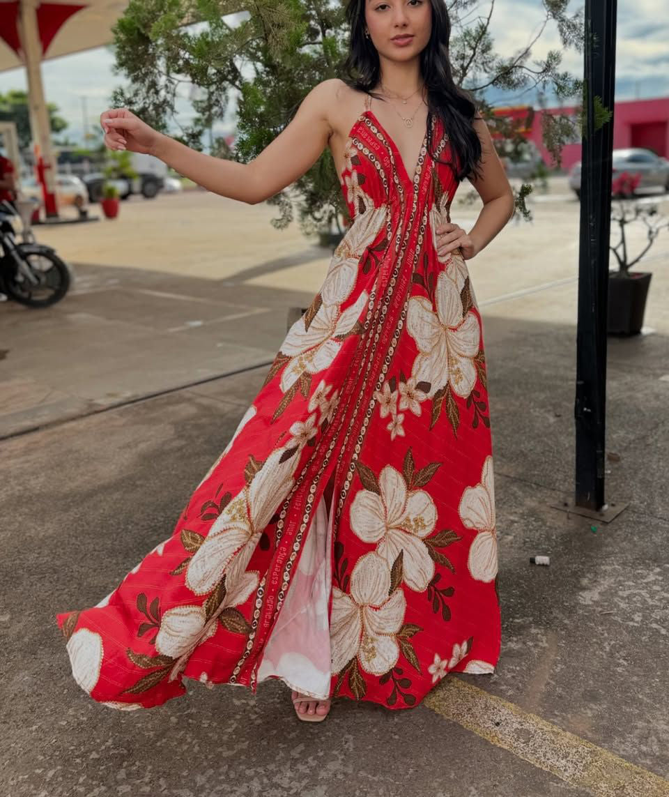 Strapless V-neck Beach Halter Backless Printed Fairy Long Temperament Dresses Swing Dresses