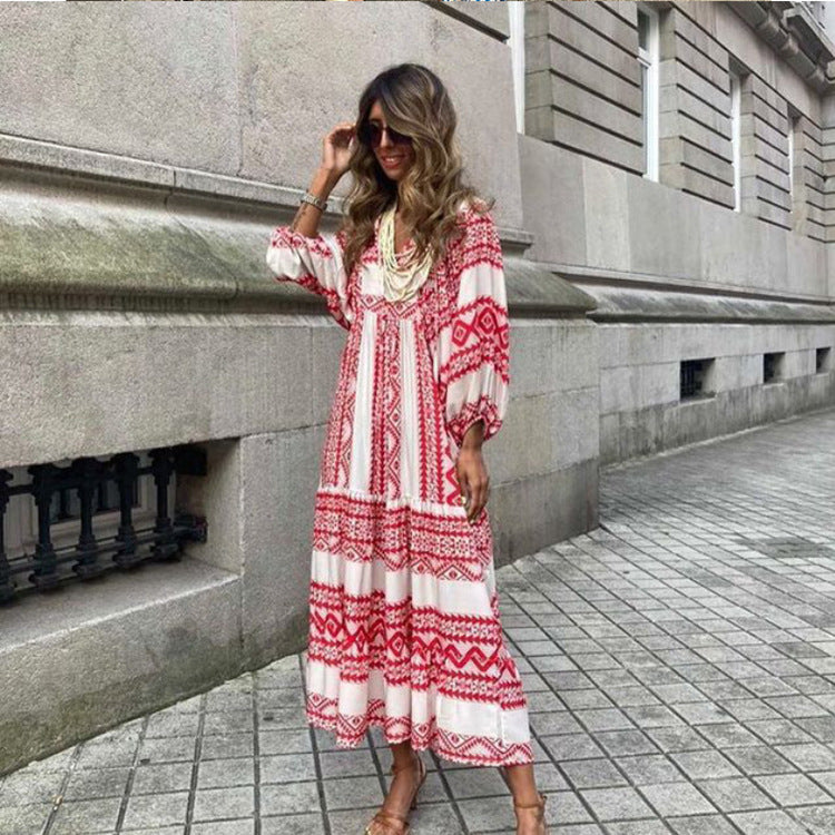 street picnic bubble sleeve layered elegant party MIDI dress