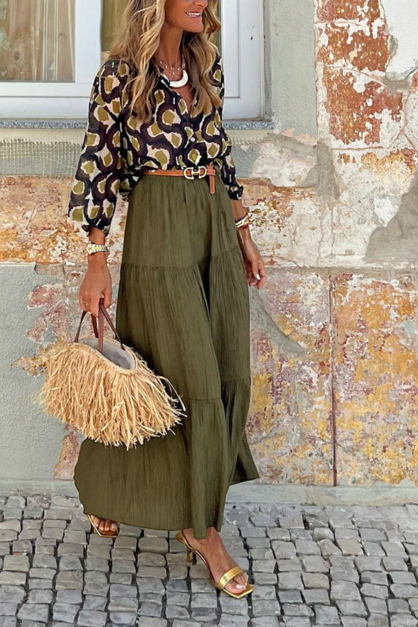 Unique Printed Lapel Button-down Loose Casual Shirt