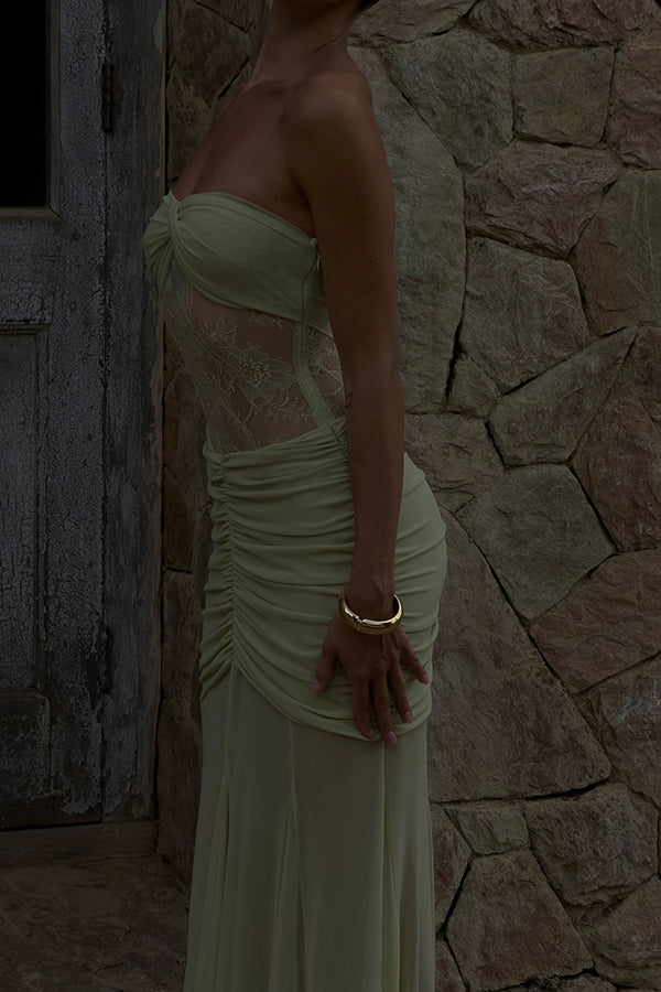 Lace Splicing Sleeveless Off-shoulder Slim Maxi Dress