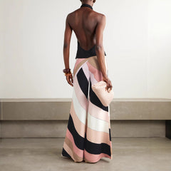 Unique Printed Backless Casual Wide Leg Jumpsuit
