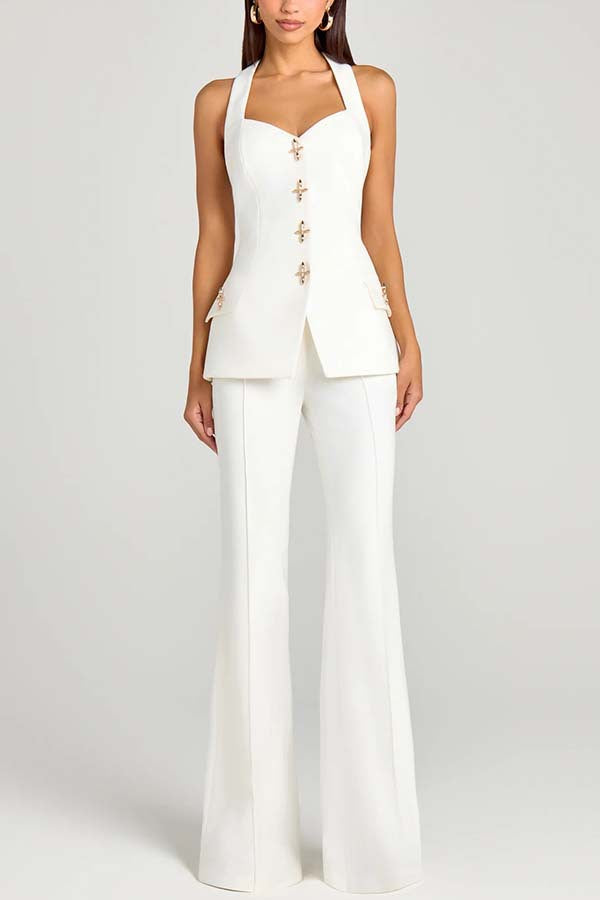 Power High Rise Side Zipper Flare Slim Fit Pants
