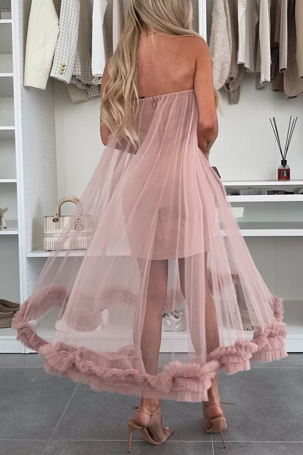 French charm chiffon off shoulder elegant pleated A-line dress