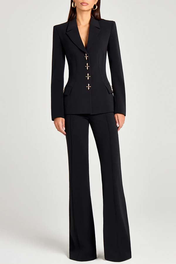 Power High Rise Side Zipper Flare Slim Fit Pants