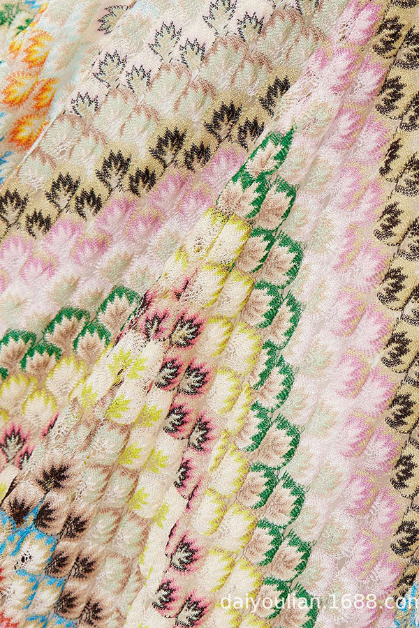 Missoni Knit Colorful Herringbone Print Open Beck Maxi Dress