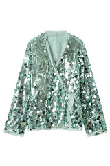 Sequined Long-sleeved V-neck Loose Lace-up Cardigan