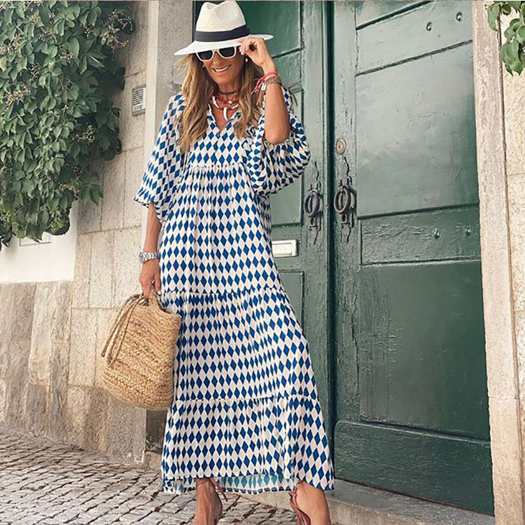 street picnic bubble sleeve layered elegant party MIDI dress