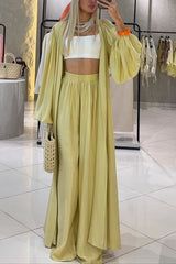 Beach Cottage High Rise Elastic Waist Wide Leg Pants
